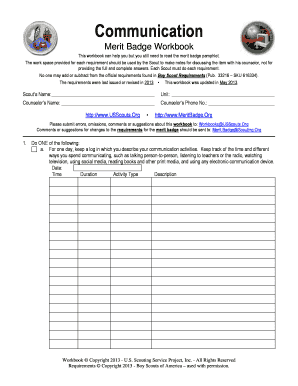 Communication Merit Badge Worksheet: Complete with ease | airSlate ...