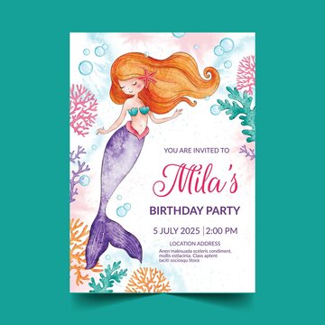 Mermaid Invitation Template Images - Browse 1,875 Stock Photos ...