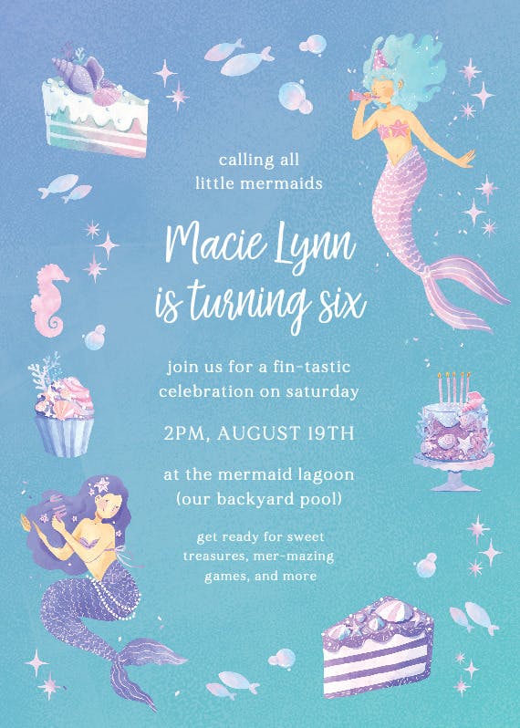 mermaid invitation templates printable