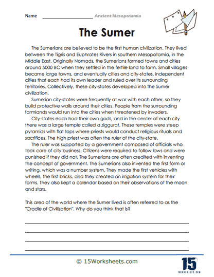 mesopotamia worksheet