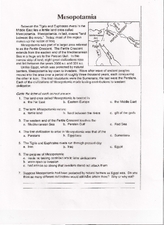 mesopotamia worksheet