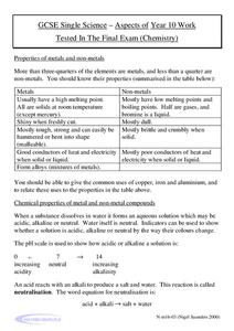metals and nonmetals worksheet