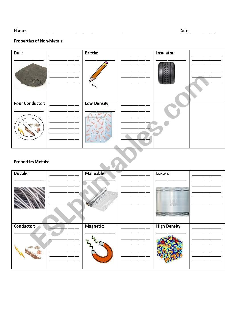 metals and nonmetals worksheet