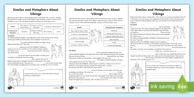 metaphor and simile worksheet