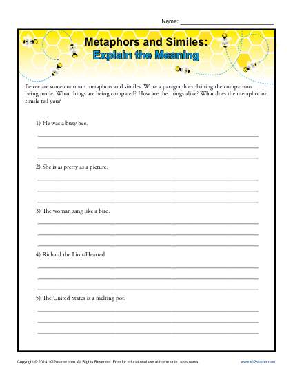 Metaphors and Similes: Explain the Meaning | Figurative Language