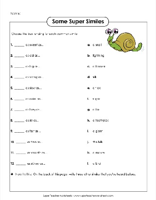 Simile and Metaphor Worksheets