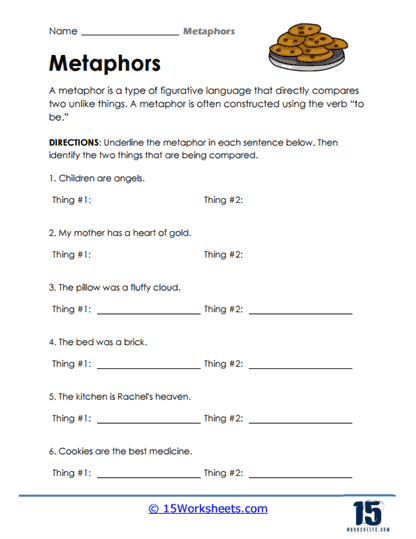 metaphors worksheet for kids