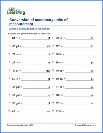 Grade 6 Measurement Worksheets - free &  printable | Worsheets library