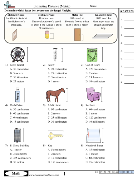 Measurement Worksheets | Free - CommonCoreSheets