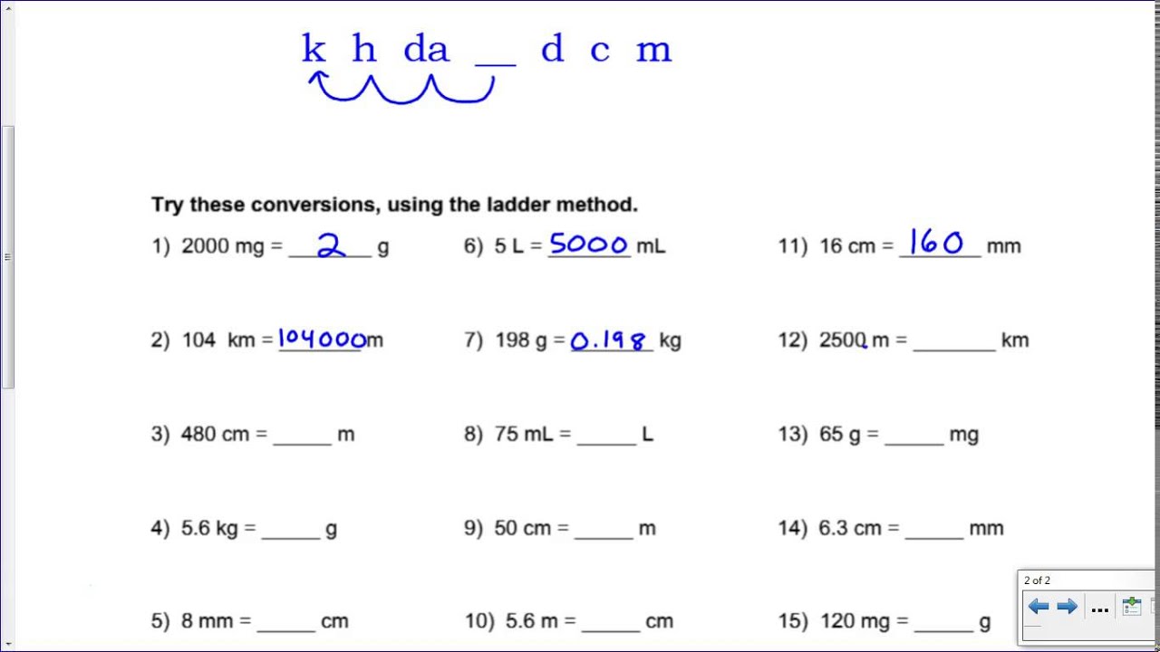 metric mania worksheet answers