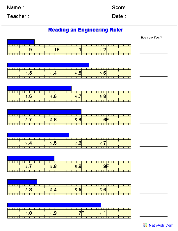 metric measure worksheet