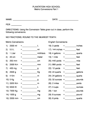 Metric System Worksheet High School Pdf - Fill Online, Printable ...