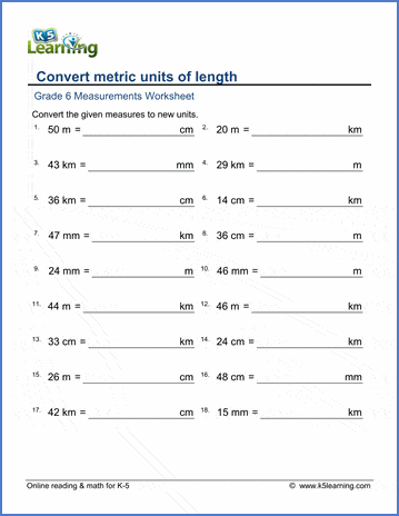 metric practice worksheet