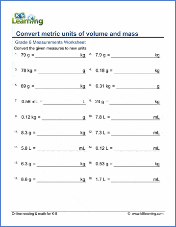 metric to metric conversion worksheet