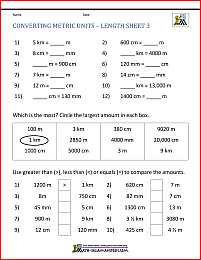 metric to metric worksheet