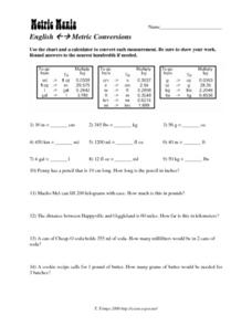 metric worksheet answers