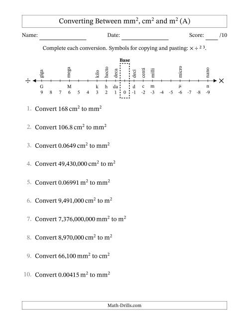 Converting Between Square Meters, Square Centimeters and Square ...