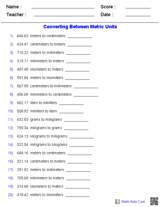 metrics and measurement worksheet