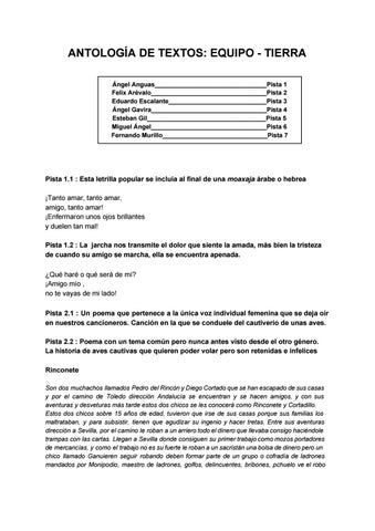 ANTOLOGÍA DE TEXTOS: EQUIPO - TIERRA by Angel - Issuu