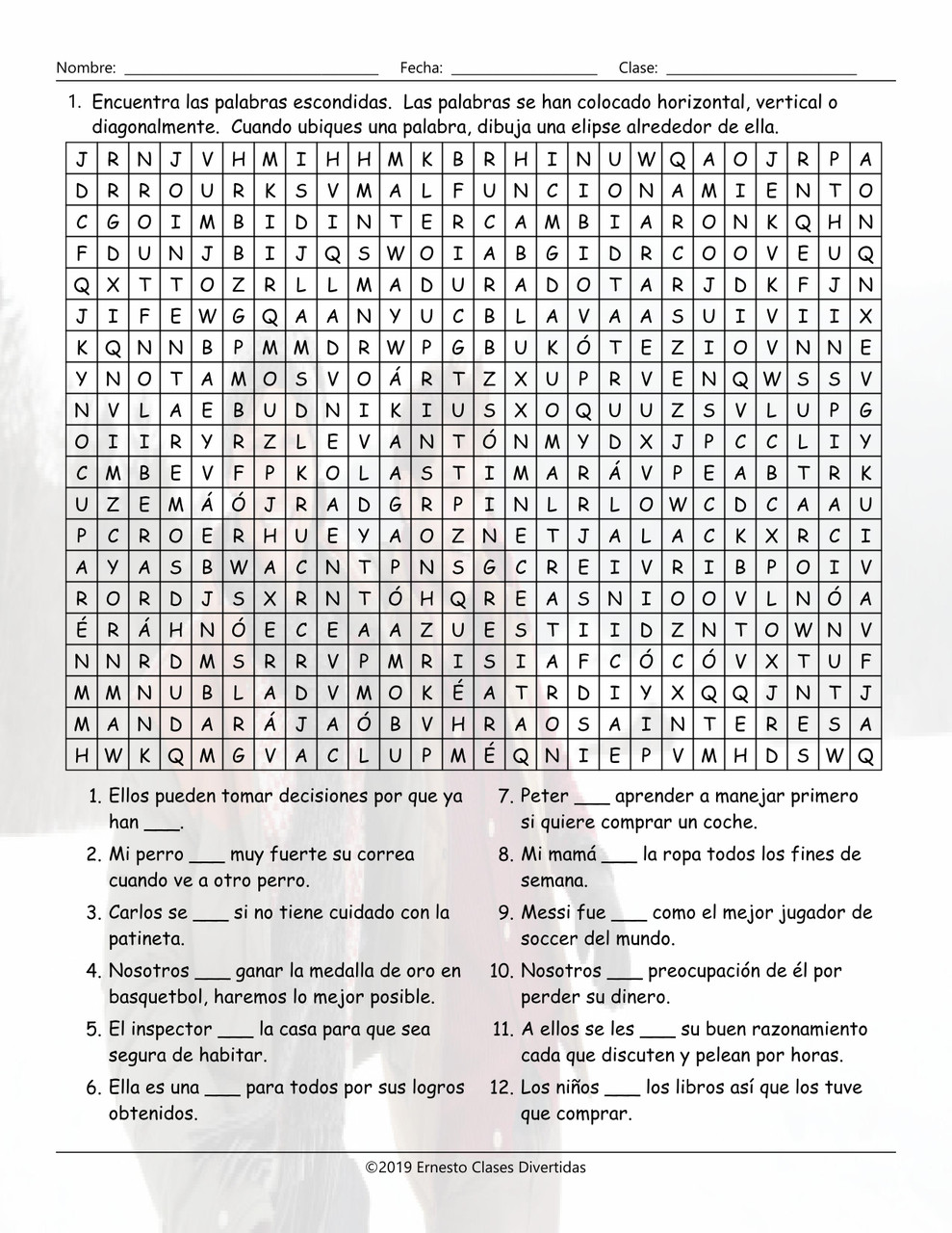mi equipo es mejor worksheet answers