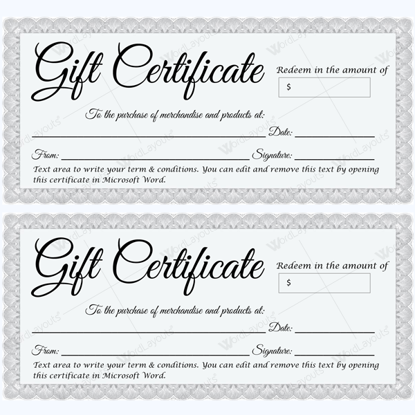 microsoft printable gift certificates