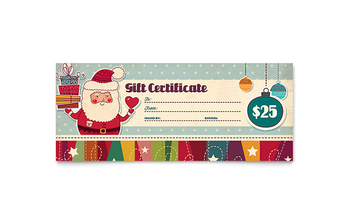 Retro Santa Gift Certificate Template Design