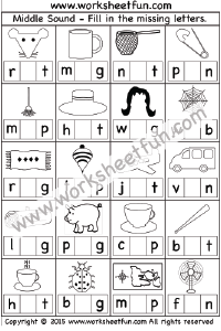 Phonics - Middle Sounds / FREE Printable Worksheets - Worksheetfun