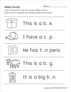 middle blends worksheet