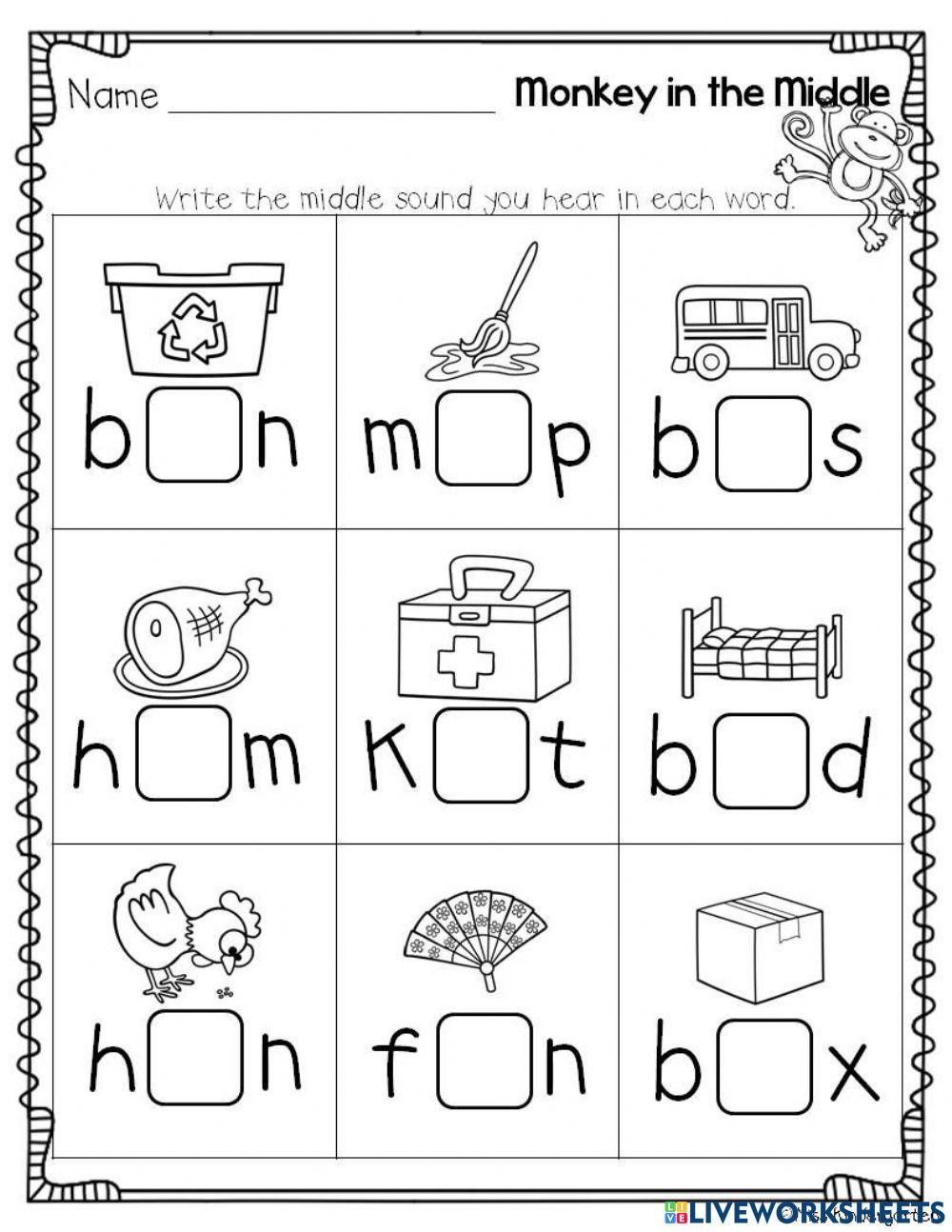 middle blends worksheet