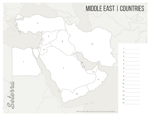 Middle East: Countries Printables - Seterra