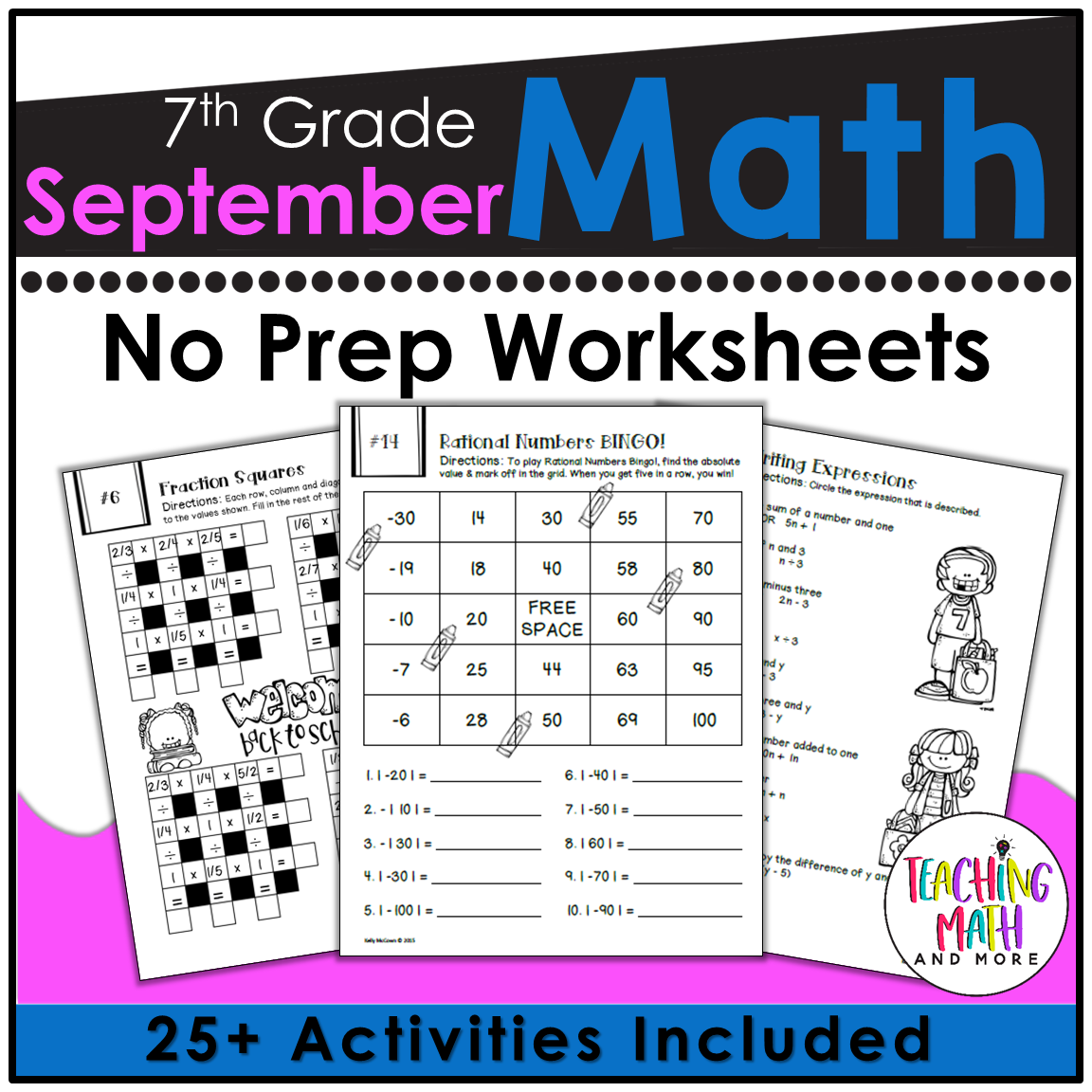 Back to School Math Activities 7th Grade
