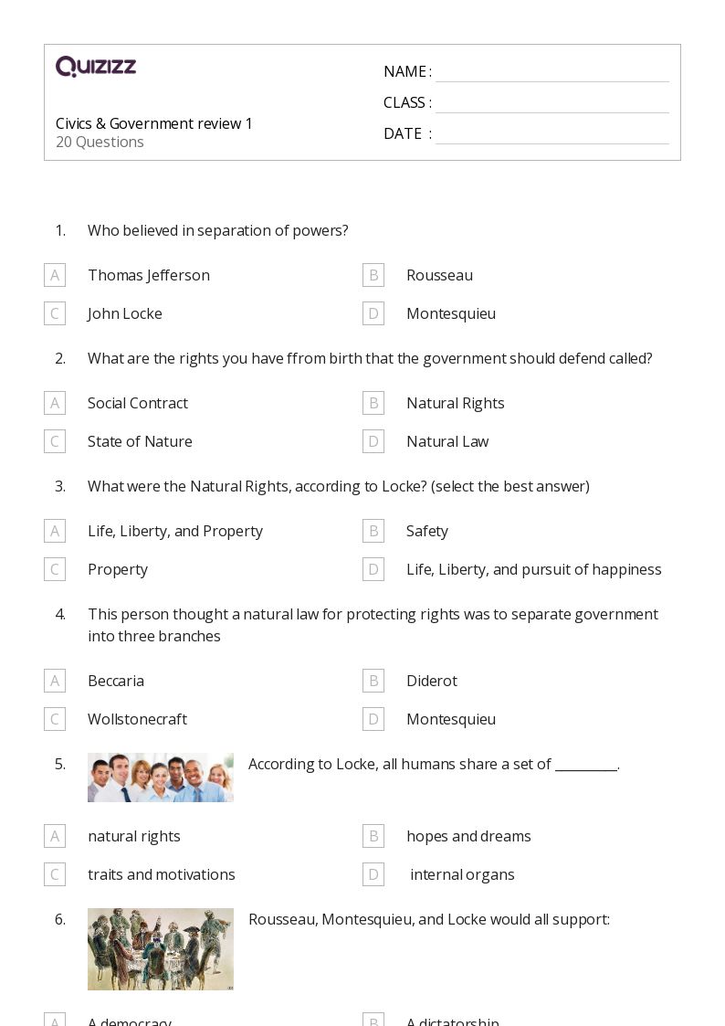 50+ Civics &  Government worksheets for 7th Grade on Quizizz | Free ...