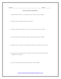 Middle School Reading Comprehension Worksheets