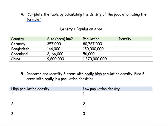 middle school density worksheet with answers