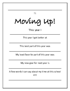 End of year / Moving up / Graduation FUN Worksheets(Elementary or ...