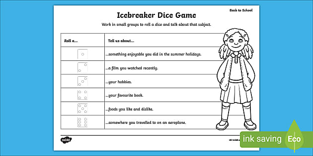 Back to School Ice Breaker Worksheet | Dice Game - Twinkl