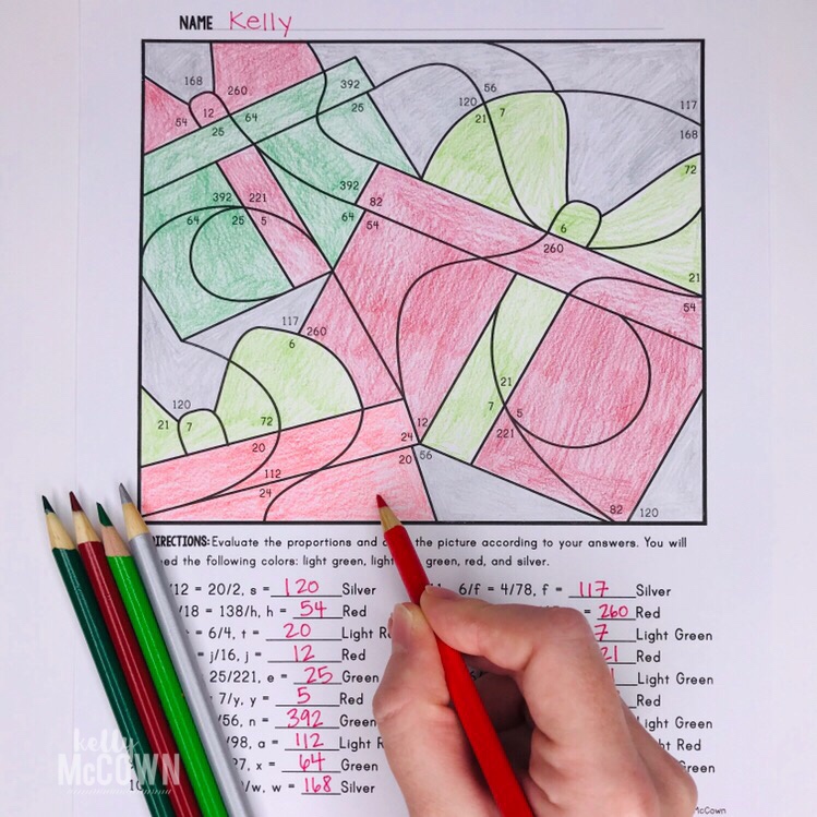 Kelly McCown: Christmas Middle School Math Coloring Pages