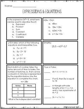 Sixth Grade Math Review - 5 FREE Worksheets by Live Laugh Math | TPT