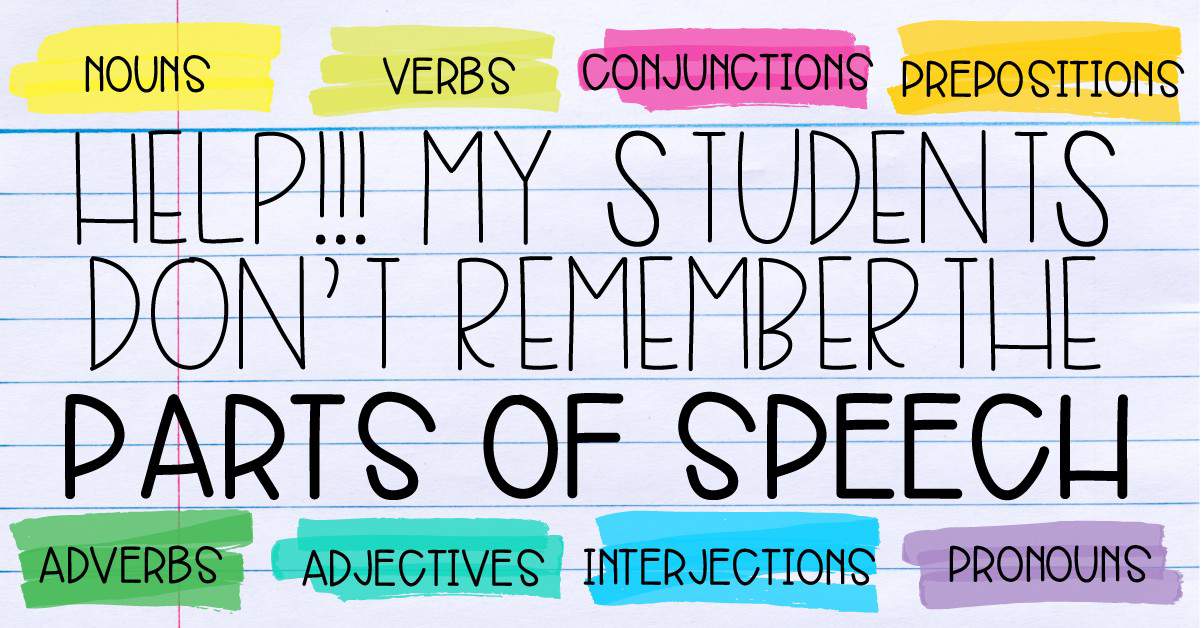middle school parts of speech worksheet