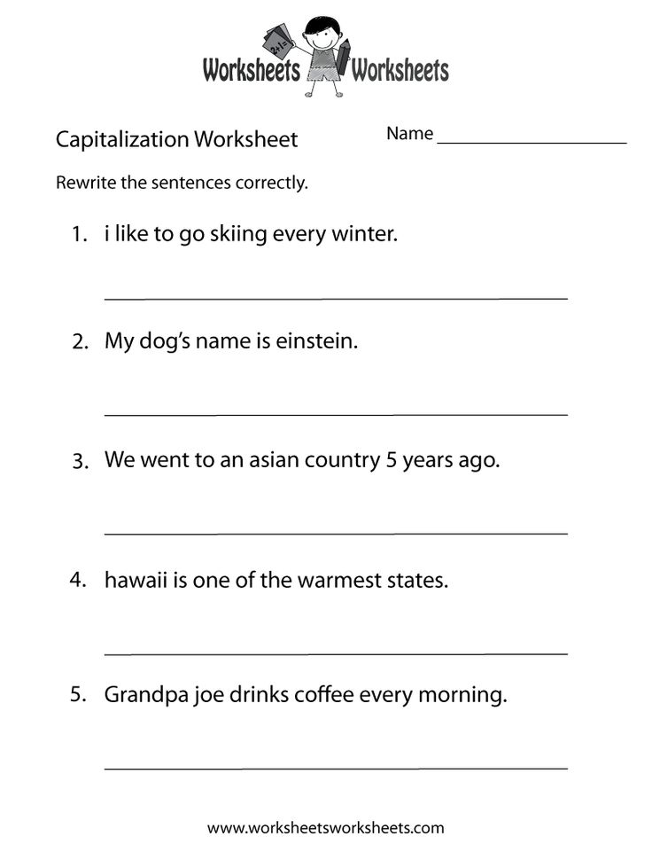Middle School Capitalization Worksheet - Free Printable ...