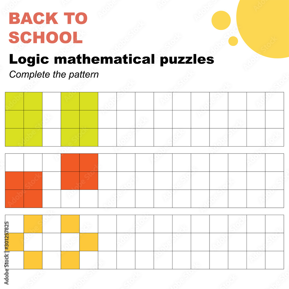 Complete the patterns, mathematical logic puzzles worksheet. Easy ...