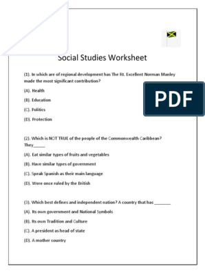 Social Studies Worksheet PDF | PDF | Jamaica | Caribbean
