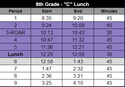 middle school time
