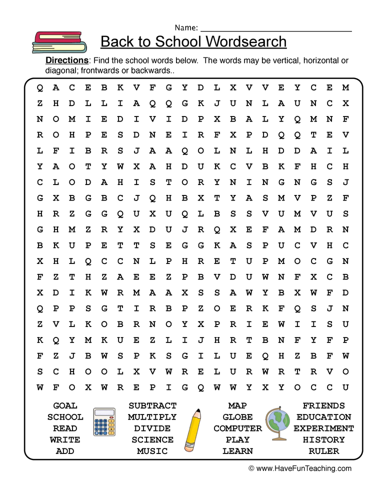 middle school word search worksheet