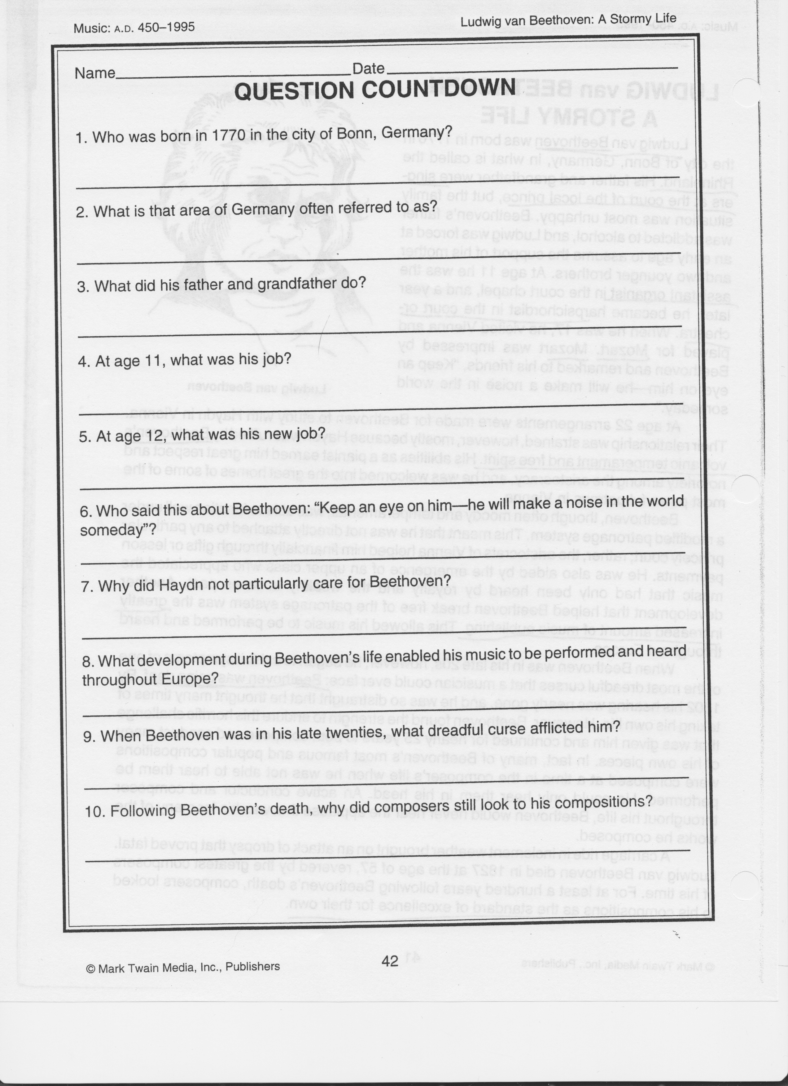 Music Worksheets