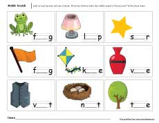 middle sounds worksheet for kindergarten
