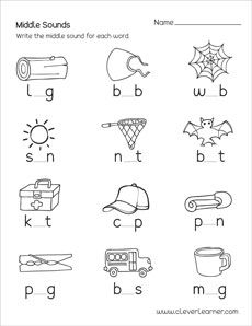 middle sounds worksheet