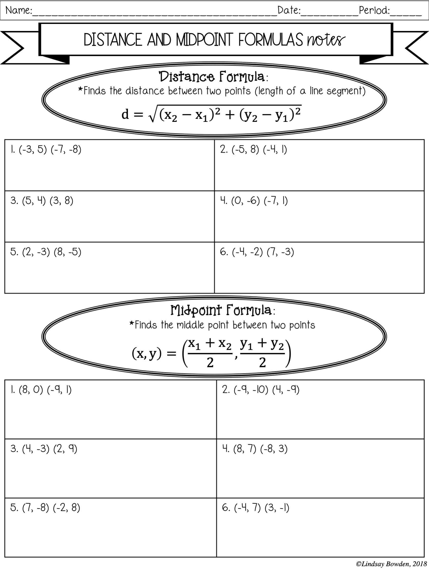 Coordinate Geometry Notes and Worksheets - Lindsay Bowden - Worksheets