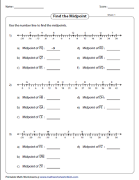 Midpoint Formula Worksheets