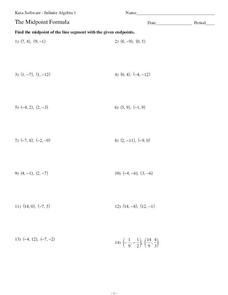 The Midpoint Formula Worksheet for 9th - 11th Grade | Lesson Planet